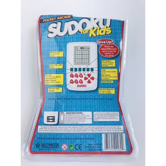 SuDoku For Kids Electronic Hand Held Game New Sudoku Pocket Fun 3 Levels - Picture 3 of 5